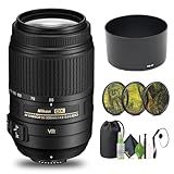 Nikon - AF-S DX NIKKOR 55-300mm f/4.5-5.6G ED VR Telephoto Zoom Lens (2197) + Filter Kit + Cap Keeper + Cleaning Kit