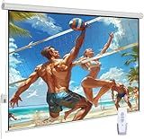 120" Motorized Projector Screen, Electric 16:9 Projector Screen with Remote Control, Indoor/Outdoor HD Movie Screen, Wall/Ceiling Mounted, Perfect for Home Office Theater TV, White