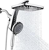 High Pressure Rain Shower Head: Upgrade Shower Heads with Handheld Spray Combo with Fixed Showerhead and 10 Sprays Handheld Shower Head, Detachable Shower head Built-in Magnetic Docking and Power Jets
