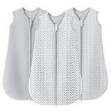 SWEET DOLPHIN Baby Sleep Sack 0-6 Months - 100% Cotton 2-Way Zipper TOG 0.5 Infant Wearable Blanket, Newborn Essentials Toddler 3 Pack Sleeping Sacks - Grey