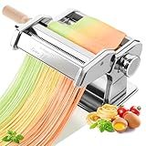 Pasta Maker Machine, 9 Adjustable Thickness Settings, 2 in 1 Dual Rollers & Cutter for Homemade Spaghetti, Fettuccini, Lasagna & Dumpling Skin
