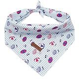 Lionheart Glory Washable Soft Blue Dog Scarf, Stripe Print Square Adjustable Bandana for Small to Large Dogs
