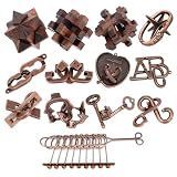 13 Pcs Brain Teaser Puzzles for Adults - Metal Puzzles 3D Puzzle Game Toys for Adults Teens - Wooden Unlock Interlocking Puzzle Adult IQ Education Smart Toys