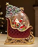 Christmas Snow Globes Christmas Lantern with 8 Songs, 9.17" Santa's Sleigh Snow Globe for Kids Adults, 6H Timer & Dual Power, Snowglobes Christmas Decorations Indoor, Gifts for Women Men