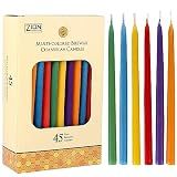 Zion Judaica Deluxe Natural Beeswax Candles for Menorah 5.75" Tall Multi Colored Bee Wax Candle Set of 45 for Chanukah Menorah Parties Decorative Hanukkah Candles