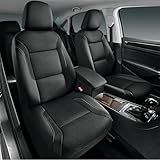 Skechers Memory Foam Leather Car Seat Covers, Air Cool Mesh Thick Seat Covers, Car Seat Covers Front Seats Airbag Compatible, Automotive Comfort for Most Cars, Vans, Trucks, SUV,Black