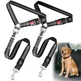 2-Pack Dog Car Seat Belt, 3-in-1 Headrest-Mounted Dog Seatbelt for Car, Adjustable Nylon Pet Safety Leash with Elastic Buffer & Reflective Stitching, Durable Car Harness for Dogs Fits Most Vehicles
