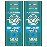Tom’s of Maine Mountain Spring Natural Deodorant for Men and Women, Aluminum Free, 3.25 oz, 2-Pack