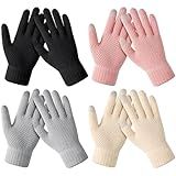 Loiyadn Winter Gloves - 4 Pairs Women's Winter Gloves, Winter Touchscreen Gloves Women Men, Warm Knit Gloves for Cold Weather
