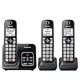 Panasonic Cordless Phone with Answering Machine, Advanced Call Block, Bilingual Caller ID and High-Contrast Display, Expandable System with 3 Handset Cordless Telephones - KX-TGD833M (Metallic Black)