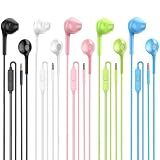 Jogteg Wired Earbuds, 5 Pack 3.5mm Stereo Headphones with Microphone