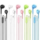 Jogteg Earbuds Headphones with Microphone Pack of 5, Noise Isolating Wired Earbuds, Earphones with Powerful Heavy Bass Stereo, Compatible with Android, Phone, Laptops, MP3 and Other Interfaces (3.5mm)