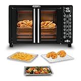 Gourmia French Door Air Fryer – 25 Qt Large Capacity Convection Oven, Fryforce 360°, Digital Display with 17 Cooking Presets, Bake, Toast, Roast, Dehydrate, Fits 12” Pizza