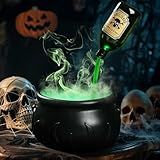 Zesua Halloween Decorations Indoor - DIY Floating Potion Set with Witches Cauldron and Mist Maker - Spooky Vintage Black Plastic Bowl Hocus Pocus Party Decor for Home Table Mantel Kitchen Room