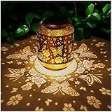 Butterfly Solar Garden Statues Birthday Gifts for Women Mom Grandma Hanging Solar Outdoor Waterproof Metal Garden Decor Outside for Yard,Patio,Lawn Porch,Backyard