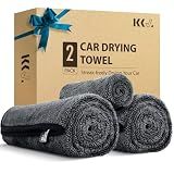 KKV 2-Pack Microfiber Towels for Cars (36"x 24"), Single-Sided Twisted Loop Car Towels, Super Absorbent, Scratch-Free and Streak-Free Car Drying Towels for SUVs and Trucks