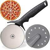 KitchenStar Pizza Cutter Wheel - 304 Stainless Steel Slicer Knife with Super Sharp Blade, Anti-Wobble Axle Mechanism, Ergonomic Non-Slip Handle & Protective Cover, Dishwasher Safe
