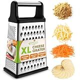 Spring Chef Stainless Steel XL Cheese Grater for Kitchen, Black