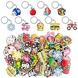Jongdari 40pcs Cute Keychains, Random Different Cartoon Assorted Mini Funny Backpack Key Chain Charms Bulk, Classroom Prizes Gifts for Students