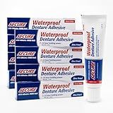 Secure Waterproof Denture Adhesive - Zinc Free - Extra Strong Hold for Upper, Lower or Partials - 1.4 oz (Pack of 8)