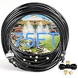 Bonviee Misters for Outside Patio - 75FT Misting Cooling System with 28 Brass Nozzles and 3/4" Adapter, 23M DIY Outdoor Misters Kit for Garden, Greenhouse, and Patio Cooling