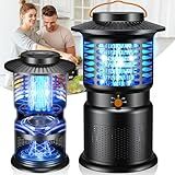 GTERT 4-in-1 Mosquito Trap & Bug Zapper, Portable Rechargeable Fly Zappers with 10000mAh Battery, Bug Zapper Indoor with Silent Wind Suction, Auto On/Off Zapper Outdoor