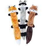ZippyPaws Loopy - No Stuffing Dog Toys to Keep Them Busy, For Small, Medium, & Large Dogs, Squeaky Pet Toy for Boredom, Unstuffed Chew Toy, Soft Plush Variety Pack, Fox, Raccoon, and Squirrel - 18"