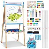YOHOOLYO Kids Easel Standing Art Easel for Kids, Double Sided Children Pink Purple Easel Magnetic Chalkboard Whiteboard Dry Eraser Board Great Gift for Girls (Blue)