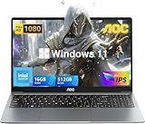 AOC Laptop Computer 15.6 Inch FHD Screen Laptop with N95 Processor(Up to 3.4GHz) 16GB RAM 512GB SSD Work Laptops Windows 11 Laptop Computer, Light&Thin, Metal Shell, Webcam, Type-C, USB3.2, Grey