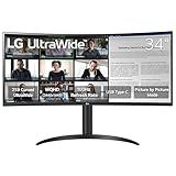 LG 34WR55QK-B 34-inch UltraWide WQHD (3440 x 1440) Curved Computer Monitor, 100Hz, 5ms, HDR10, Reader Mode, HDMI, DisplayPort, USB Type-C, Tilt/Height Adjustable Stand, Black
