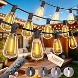 addlon 198FT Outdoor String Lights for Outside with Remote Waterproof Patio Lights with Plastic ST38 LED Edison Bulbs Outdoor Lighting Extra Long for Backyard Bistro Porch Garden Pergola Party Decor