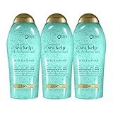 OGX Hydration + Sea Kelp & Hyaluronic Acid Sulfate-Free Lightly Moisturizing Body Scrub with Black Rice, Gentle Exfoliating Daily Body Wash to Soften & Smooth Skin, 19.5 Fl Oz (pack of 3)