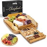 SMIRLY Charcuterie Large Bamboo Cheese Board Set for Serving - House Warming Gifts for New Home, Wedding, Bridal Shower & Birthday, for Women