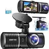 Dash Cam Front and Rear Inside, 3 Channel Dash Camera for Cars, 1080P Triple Dash Cam, Dash Camera with 32GB Card, Loop Recording, HDR, G-Sensor, 24Hr Parking
