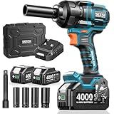 Seesii Impact Wrench 886 FT-LBS(1200N.m) 2900IPM 1/2 Impact Gun High Torque Electric Impact Driver Cordless Impact Wrench with 21V 2x4.0Ah Battery 5 Socket&Case for Home Car Tire Lug Nut Removal Tool
