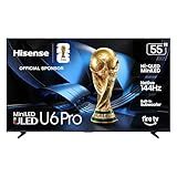 Hisense 55" U6 Pro Series Mini‑LED ULED 4K UHD HDR Gaming AI Smart Fire TV (55U6SF Pro, 2026 New) – Hi-QLED, Native 144Hz, Motion Rate 480, Dolby Vision IQ,· Atmos, HDR10+, Glare-Free, Alexa+