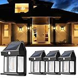GIGALUMI Solar Wall Lights Outdoor, Dusk to Dawn Motion Sensor Light Waterproof, 4 Pack Motion Sensor Solar Porch Lights with 3 Modes, for Patio, Garage, Shed