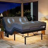 Marsail NS1 Massage Adjustable Base with Mattress Set, Queen Adjustable Bed Frame + 12-inch Cooling Gel Memory Foam Mattress, Dual Motor Bed Frame with Wireless Remote, CertiPUR-US Certified