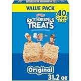 Rice Krispies Treats Crispy Marshmallow Squares, Kids Snacks, Cereal Bars, Original, 31.2oz Box (40 Bars)