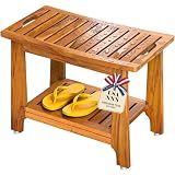 NNN 24" Home Teak Shower Bench with Japan-Made Non-Slip Leveling Feet