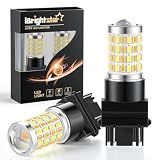 iBrightstar Super Bright 3157 4157 3155 3457 Switchback LED Bulbs with Projector Replacement for Daytime Running Lights/DRL and Turn Signal Lights, White/Amber