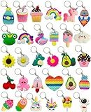 30pcs Different Keychains Bulk, Cute Keychain Key Chain Charms for Bag Key Backpack Decoration Party Favor Valentines Gifts