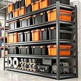 BEESTMUEBLE Upgrade 72" H Garage Shelving Unit, 3500LBS Heavy Duty 5-Tier Metal Storage Shelves with Anti-Fall Rails, Adjustable Industrial Steel Rack, Pantry Kitchen Basement Warehouse