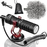 Movo VXR10 Universal Shotgun Mic for Camera - Camera Microphone for DSLR, iPhone and Android Smartphones - Compatible with Canon EOS, Nikon, and Sony Cameras - with Shock Mount, Deadcat Windscreen