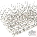 QIEGL Bird Spikes 304 Stainless Steel for Coverage 50Ft 46pcs Pigeons Anti Bird Spike Small Birds Sparrow Metal Fence Spikes (46 Pack Uninstalled)