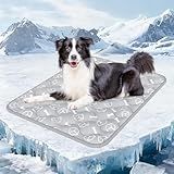 Rywell Dog Cooling Mat 2.0, Elegant Grey, 44 * 32 Thickened Cooling Pad for Extra Large Dogs, Internal Waterproof & Endothermic Color-Changing Arc-Chill Cool Fiber(Q-Max>0.5) for Summer