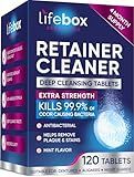Retainer Cleaner Tablets - 120 Denture Cleaning Tablets & Aligner Cleaner - Removes Odors & Stains – For Aligners, Retainers, Dentures, Night Guards - Mint Flavor