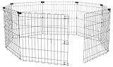Amazon Basics Foldable Octagonal Metal Exercise Dog Playpen - Indoor/Outdoor, No Door, Extra Small (8 Panels, 24 x 24), Easy to assemble, store, and customize, 24" - Puppy, Black