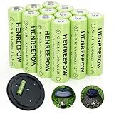 Henreepow Ni-MH Solar AA Rechargeable Batteries, 600mAh 12 Pack
