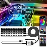 BFXM Car Interior Lights, 5V LED Strip Lights with USB Adapter, Ambient Lighting Car Accessories, App & Remote Control Music Sync Color Change Lights for Truck Car Decor (36LED Beads)